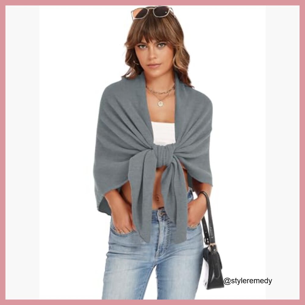 Soft Polyester Blend Knitted Open Front Poncho Sw… - image 4